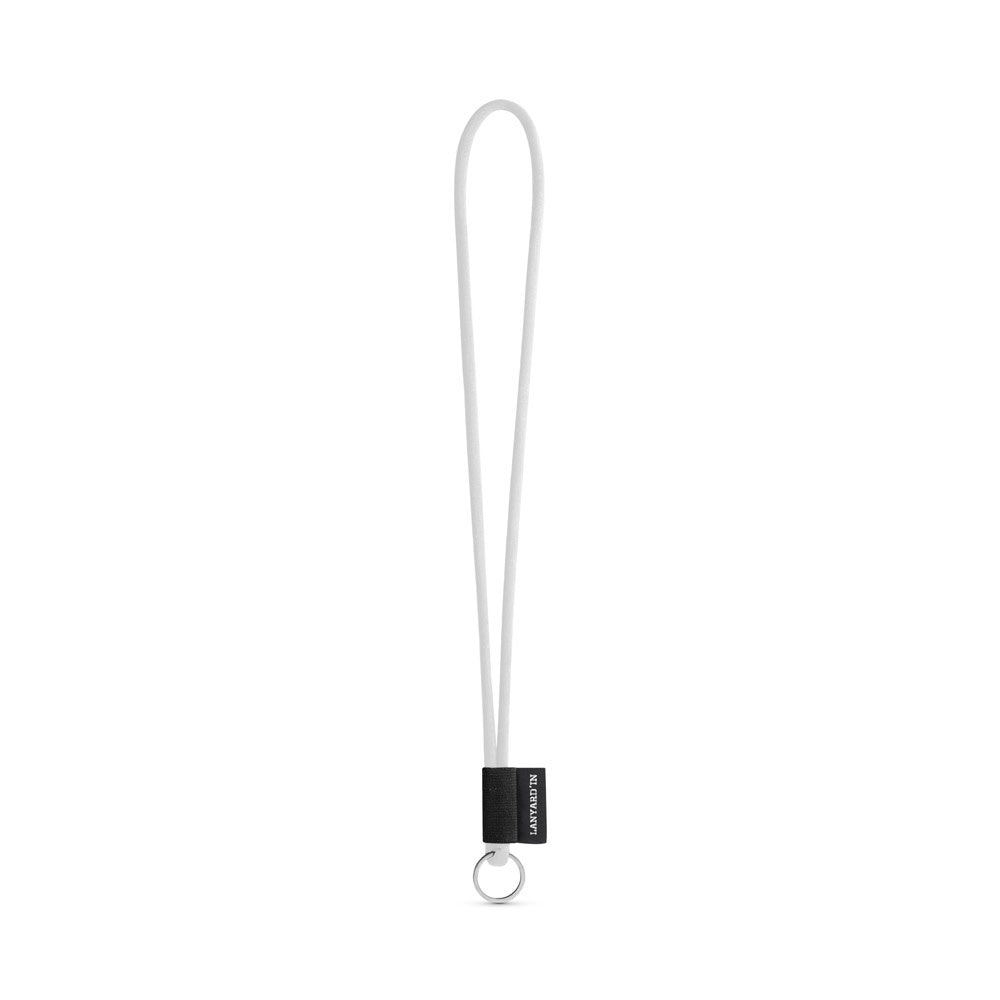 SET Lanyard TUBE Long (Ø 7 mm) with Ring Ø 32 mm promotional lanyard in 301 - white with custom logo branding