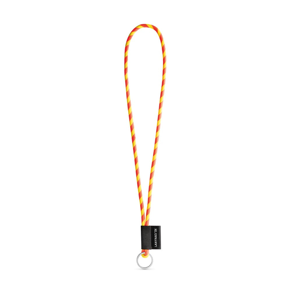 SET Lanyard TUBE Long (Ø 7 mm) with Ring Ø 32 mm promotional lanyard in hexachrome yellow/hexachrome orange with custom logo