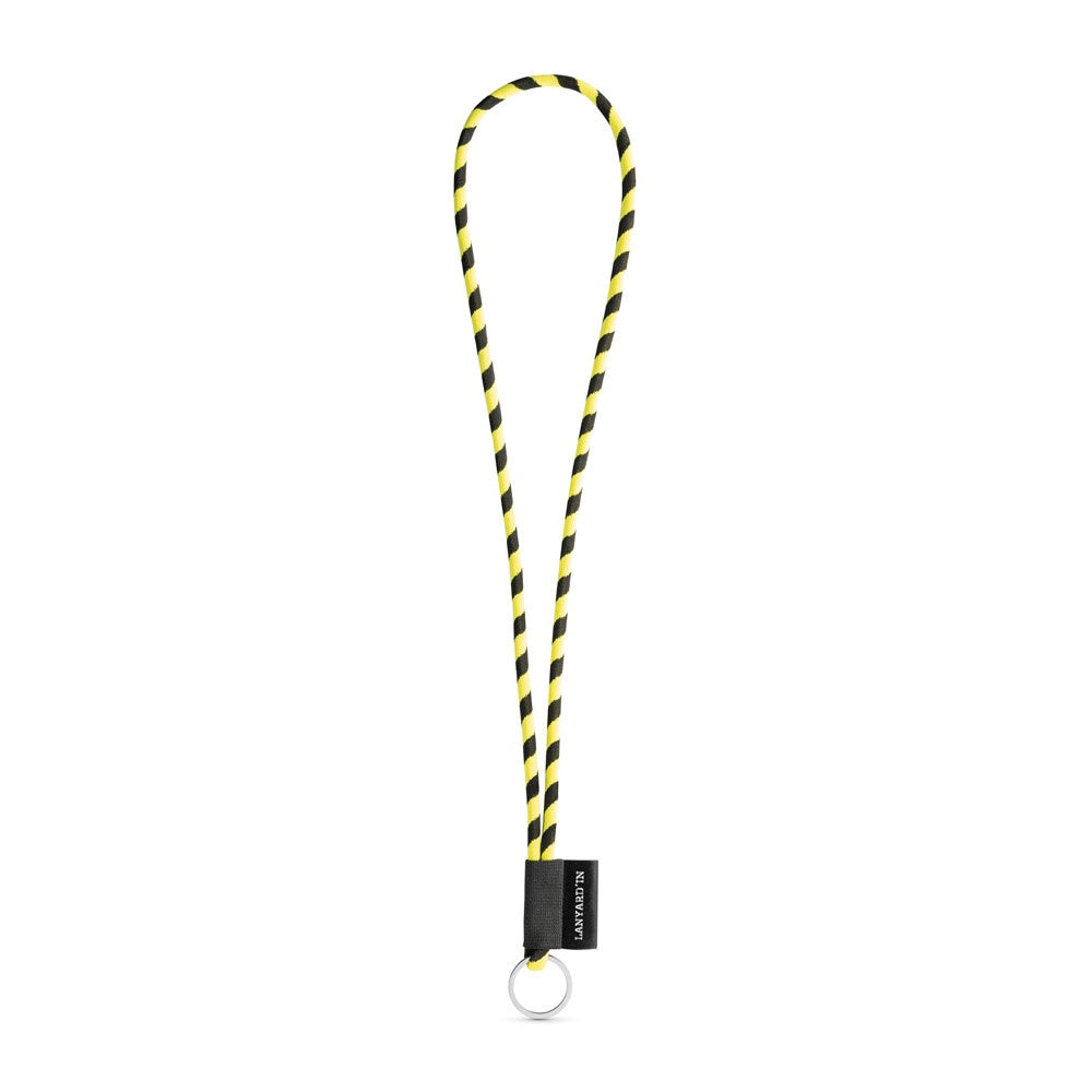 SET Lanyard TUBE Long (Ø 7 mm) with Ring Ø 32 mm promotional lanyard in hexachrome yellow/black with custom logo branding
