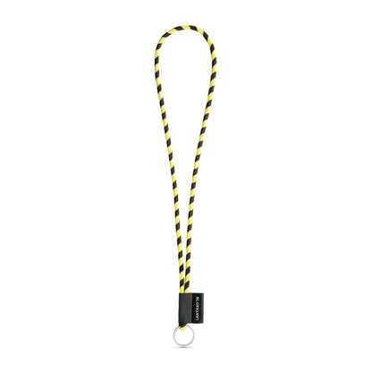 SET Lanyard TUBE Long (Ø 7 mm) with Ring Ø 32 mm promotional lanyard in hexachrome yellow/black with custom logo branding
