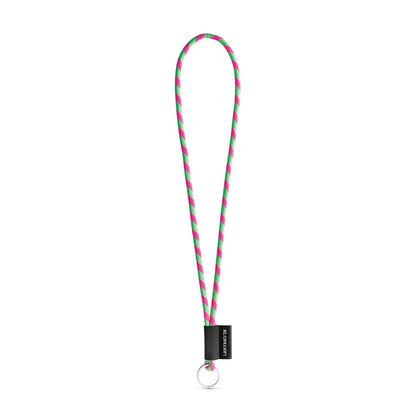 SET Lanyard TUBE Long (Ø 7 mm) with Ring Ø 32 mm promotional lanyard in hexachrome green/hexachrome pink with custom logo