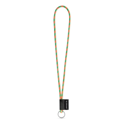 SET Lanyard TUBE Long (Ø 7 mm) with Ring Ø 32 mm promotional lanyard in hexachrome green/orange with custom logo branding