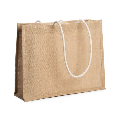 STERNA - Rectangular beach bag made of jute, with 70 cm long cotton…