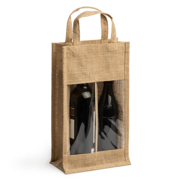 GRACE - Laminated jute bag with window and double compartment