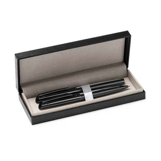 Stamina REYDON A dark steel writing set in black - promotional merchandise printed with your company logo