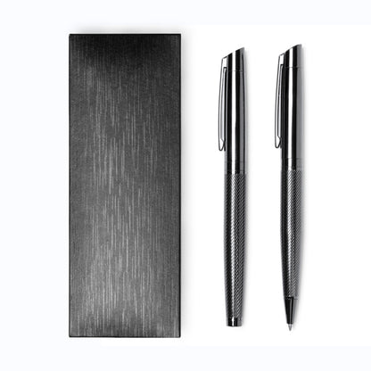 Stamina REYDON A dark steel writing set in black - promotional merchandise printed with your company logo