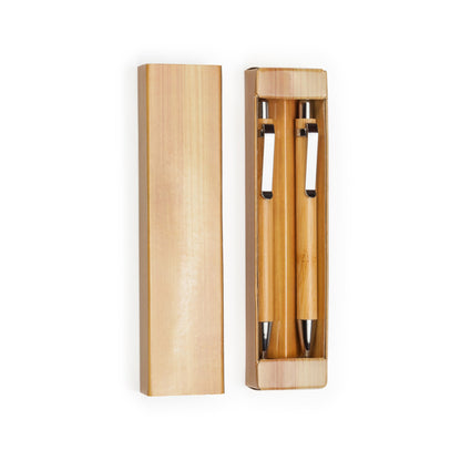 Stamina KIOTO Bamboo pen and pencil writing set in beige - promotional merchandise printed with your company logo