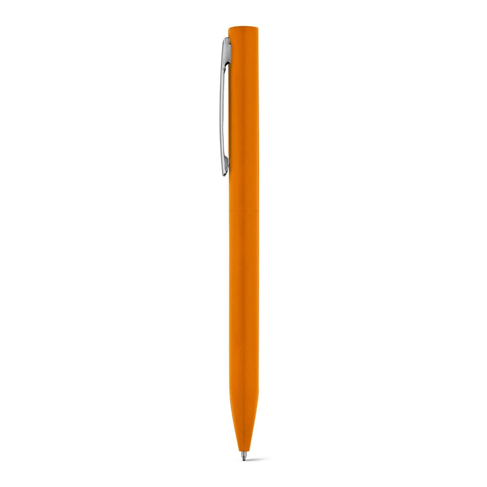 WASS promotional pen in orange with custom logo branding