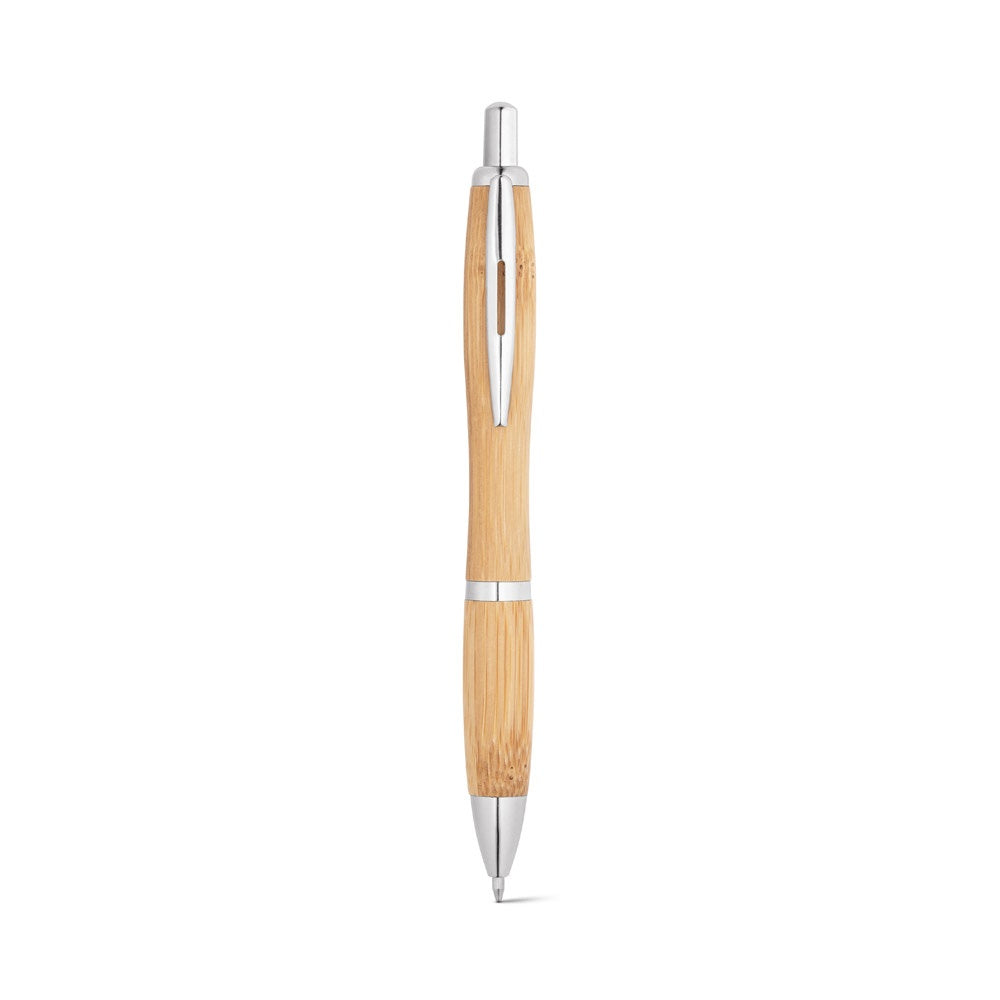 NICOLE promotional pen in natural (detail view) with custom logo branding