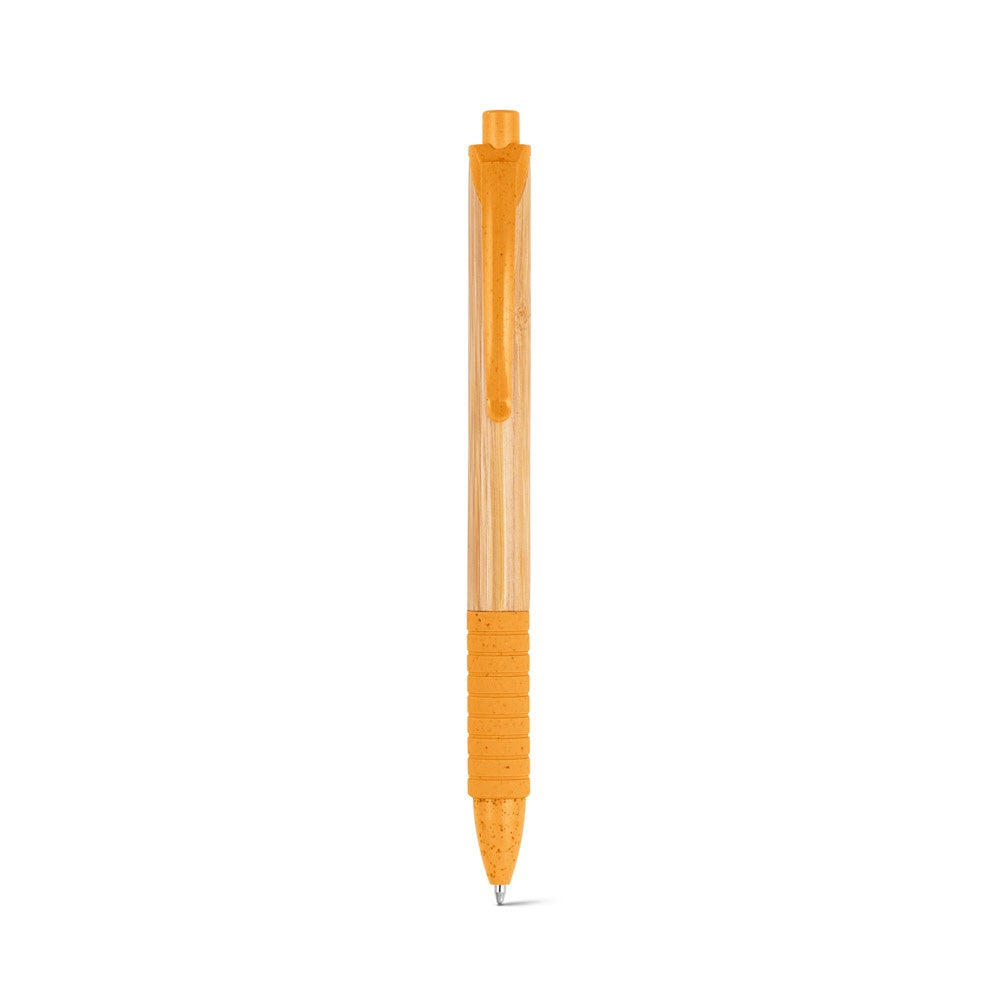 KUMA promotional pen in orange (detail view) with custom logo branding
