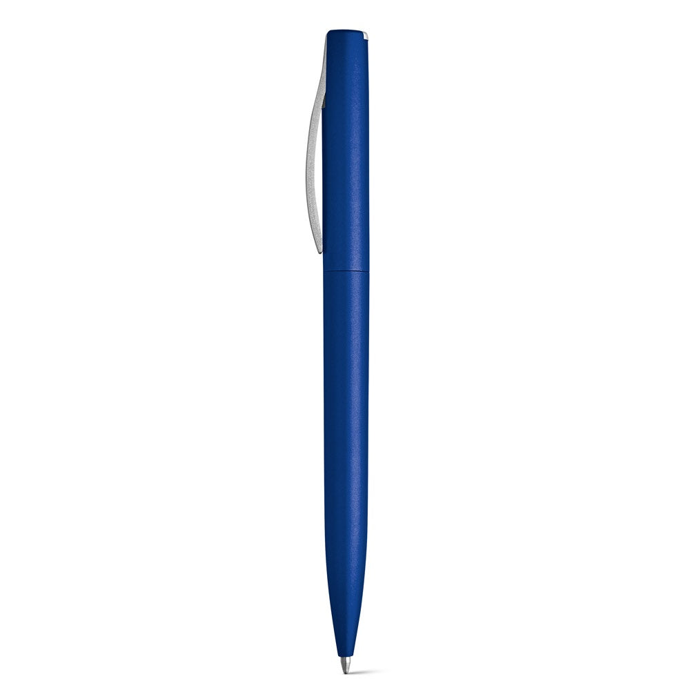 AROMA promotional pen in royal blue with custom logo branding