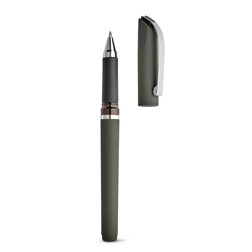 BOLT promotional pen in grey (detail view) with custom logo branding