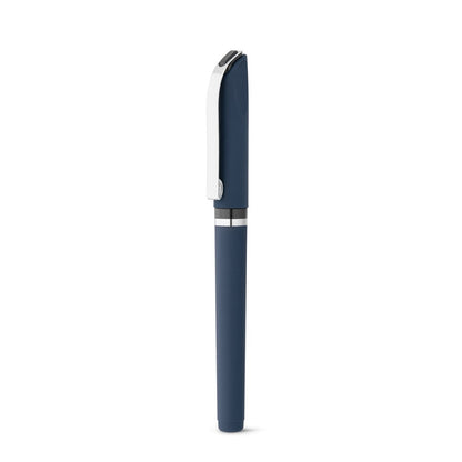BOLT promotional pen in navy blue (detail view) with custom logo branding