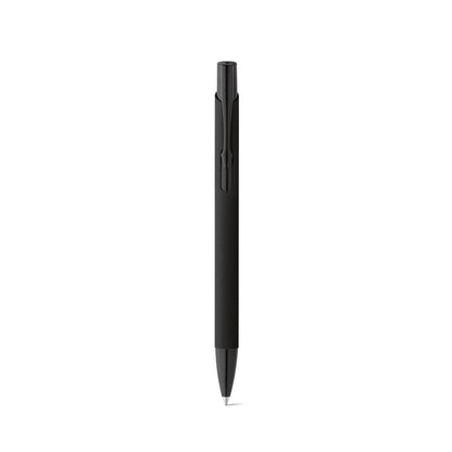 POPPINS promotional pen in black (detail view) with custom logo branding