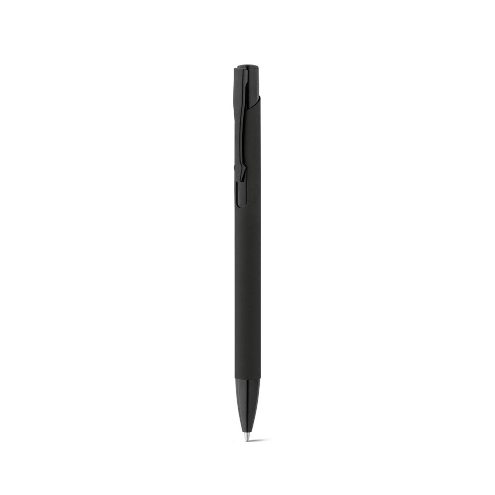 POPPINS promotional pen in black (detail view) with custom logo branding