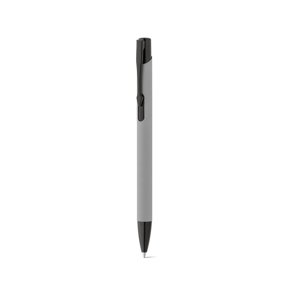 POPPINS promotional pen in grey (detail view) with custom logo branding