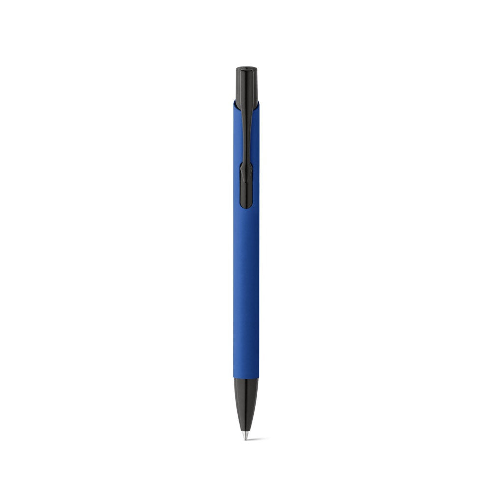 POPPINS promotional pen in royal blue (detail view) with custom logo branding