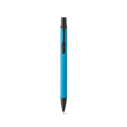 POPPINS promotional pen in light blue (detail view) with custom logo branding