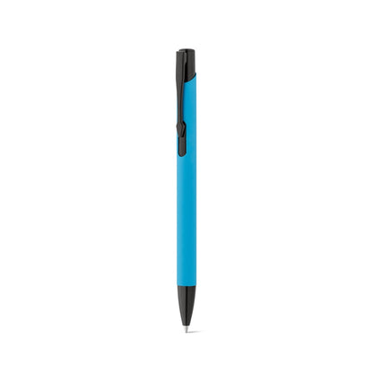 POPPINS promotional pen in light blue (detail view) with custom logo branding