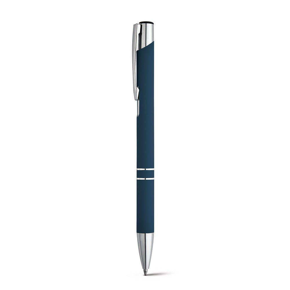 BETA SOFT promotional pen in blue with custom logo branding