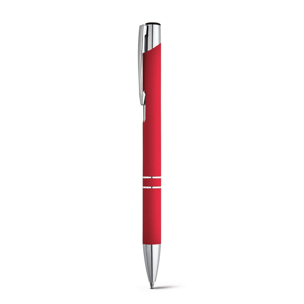 BETA SOFT promotional pen in red with custom logo branding
