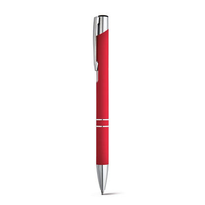 BETA SOFT promotional pen in red with custom logo branding