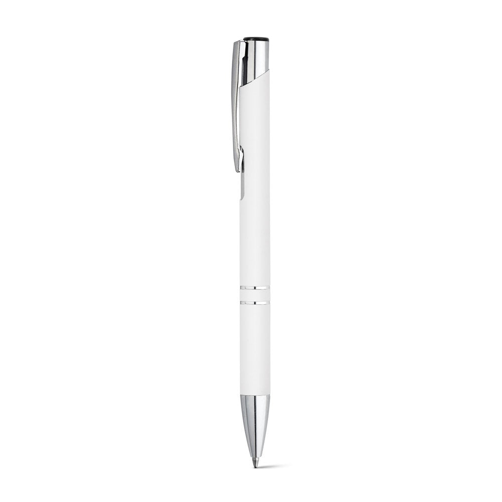 BETA SOFT promotional pen in white with custom logo branding