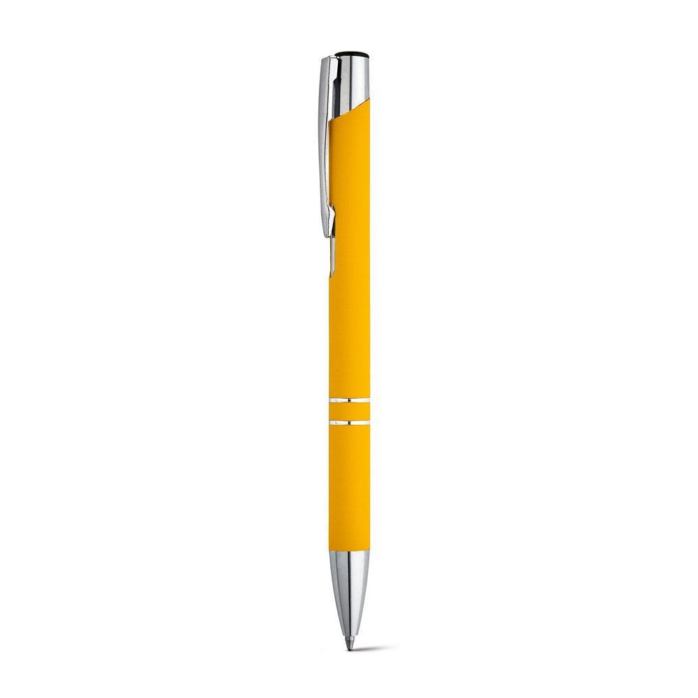 BETA SOFT promotional pen in yellow with custom logo branding