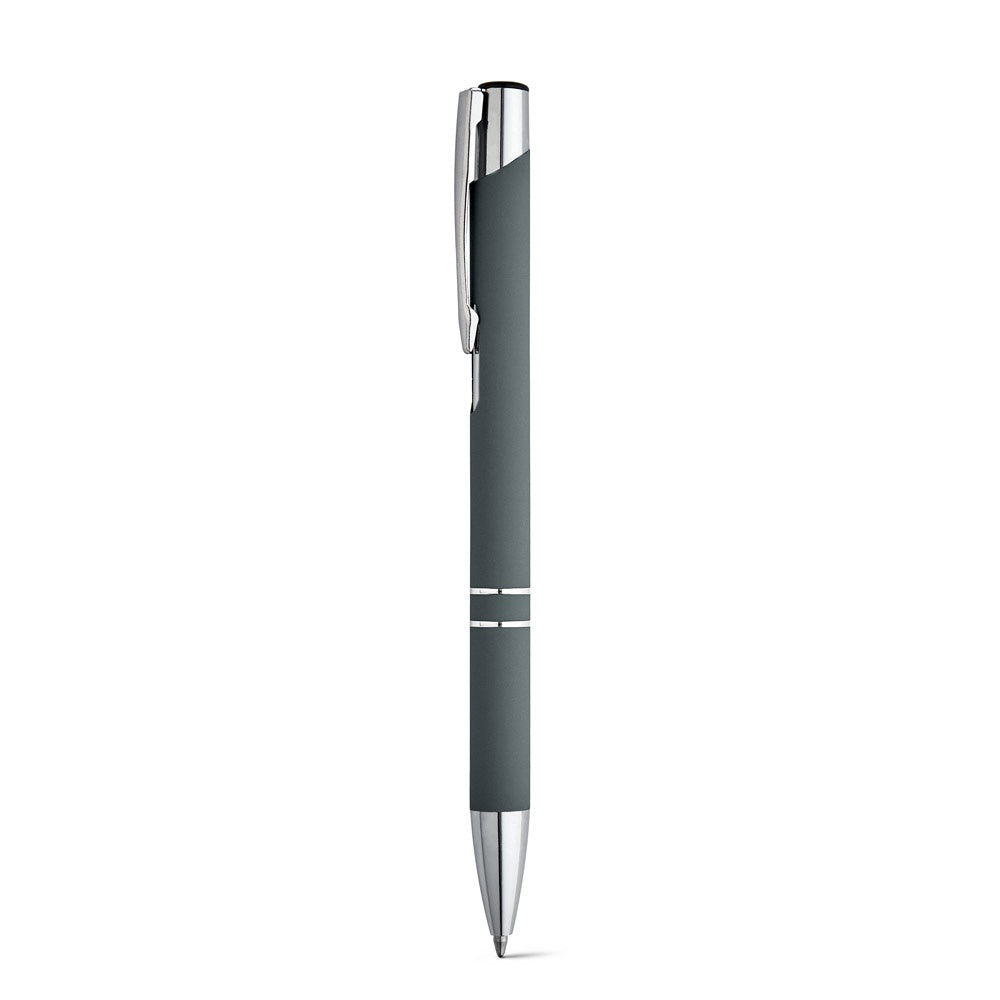 BETA SOFT promotional pen in grey with custom logo branding