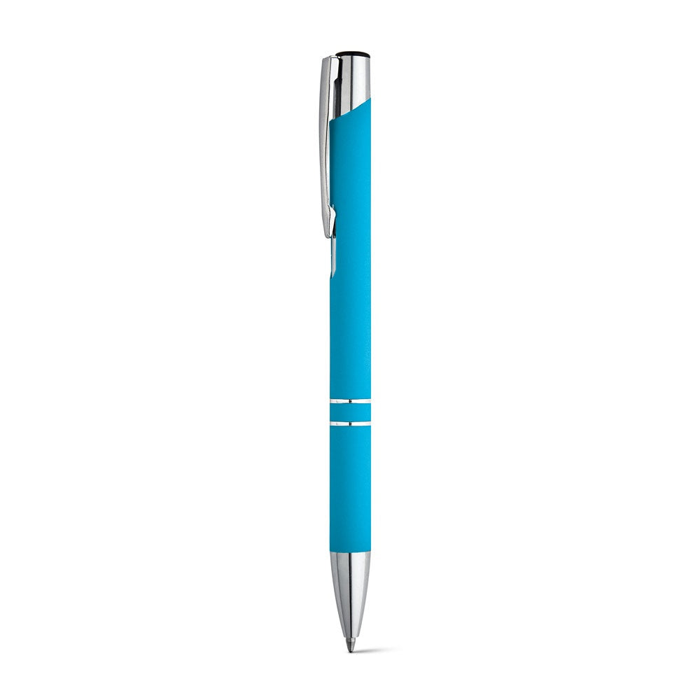 BETA SOFT promotional pen in light blue with custom logo branding