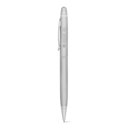 JULIE promotional pen in satin silver with custom logo branding