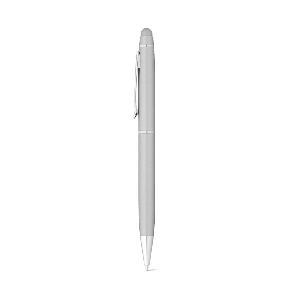 JULIE promotional pen in satin silver with custom logo branding