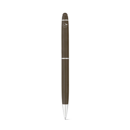 JULIE promotional pen in gun metal (detail view) with custom logo branding