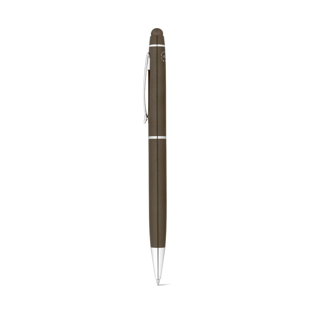 JULIE promotional pen in gun metal with custom logo branding