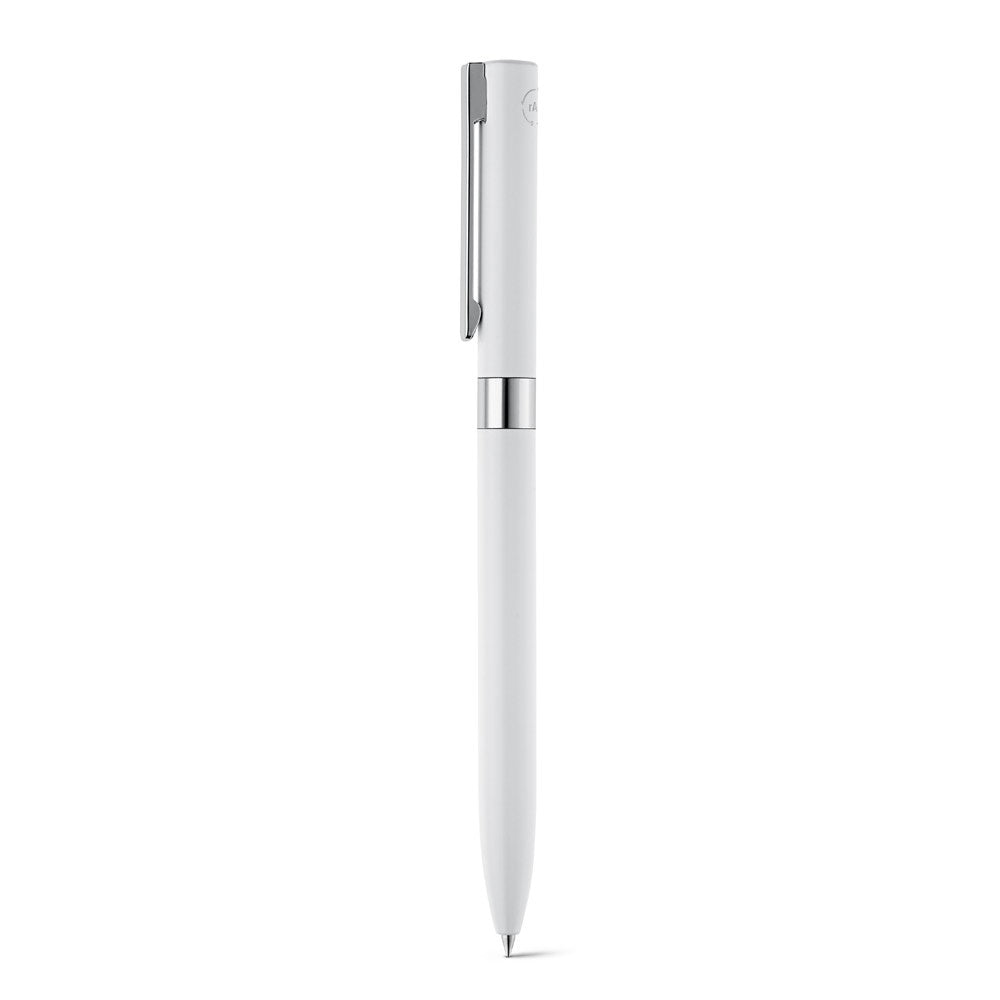 CLARE promotional pen in white with custom logo branding