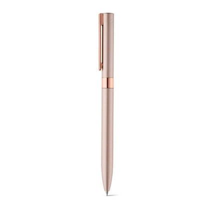 CLARE promotional pen in light pink with custom logo branding