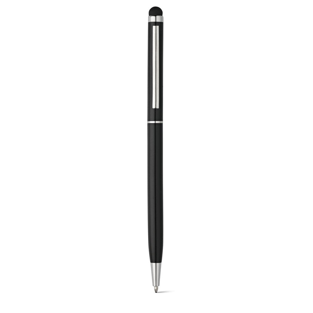 ZOE BK promotional pen in black (detail view) with custom logo branding