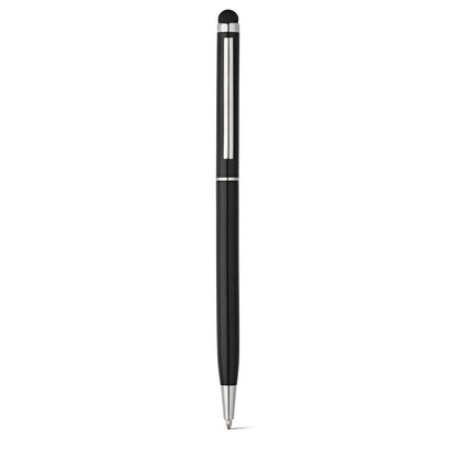 ZOE BK promotional pen in black (detail view) with custom logo branding