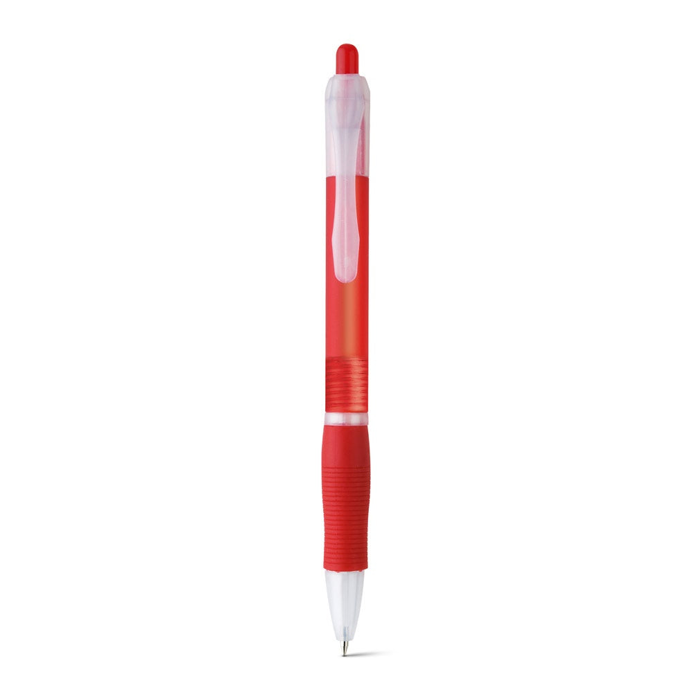 SLIM BK promotional pen in red (detail view) with custom logo branding