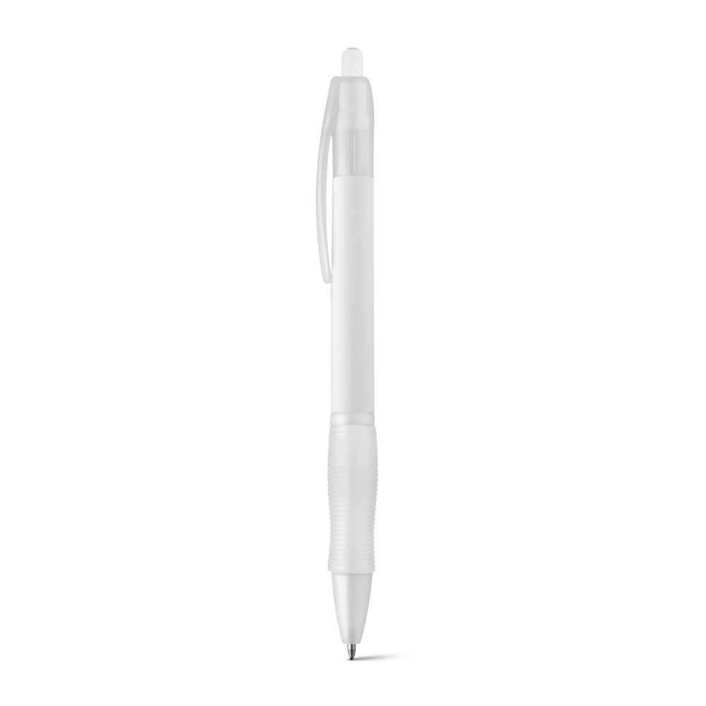 SLIM BK promotional pen in white with custom logo branding