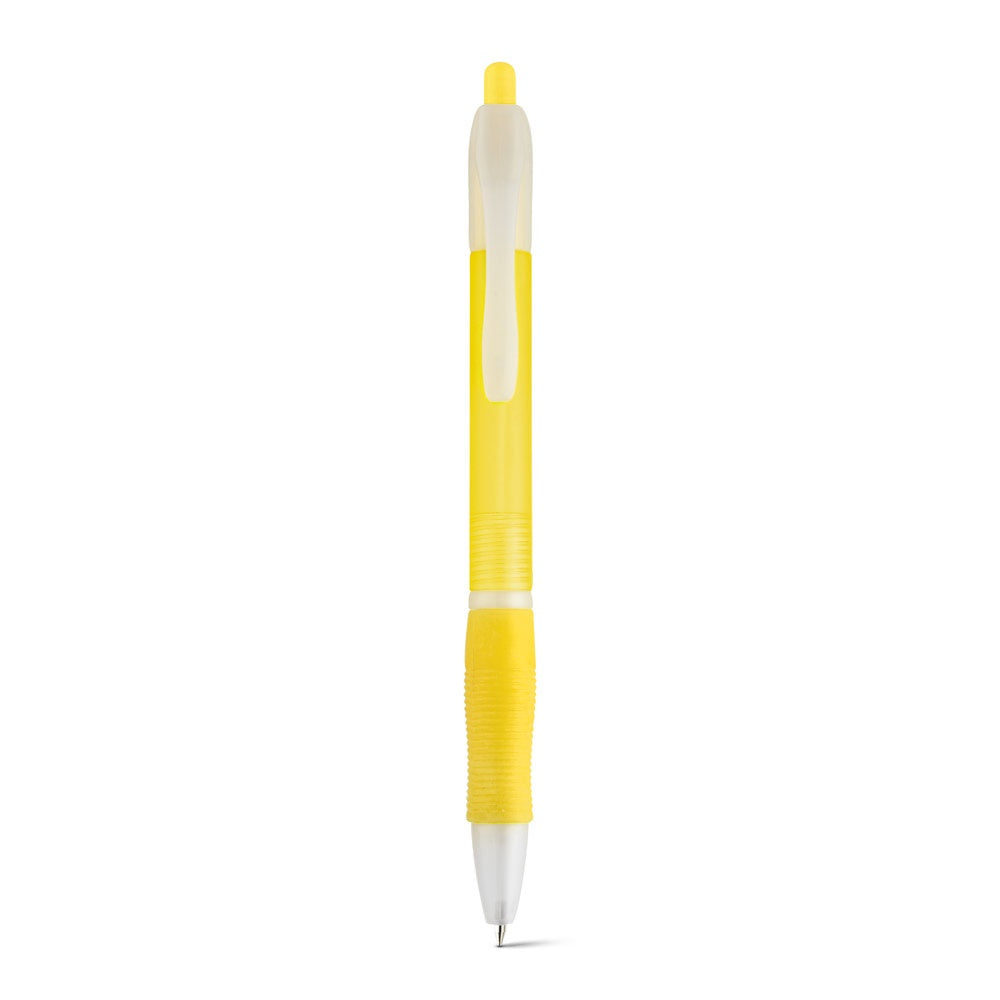 SLIM BK promotional pen in yellow (detail view) with custom logo branding
