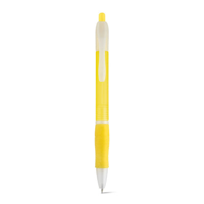 SLIM BK promotional pen in yellow (detail view) with custom logo branding
