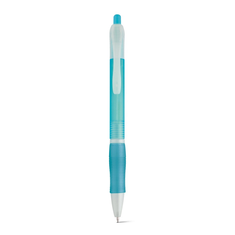 SLIM BK promotional pen in light blue (detail view) with custom logo branding