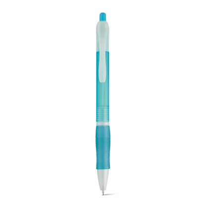 SLIM BK promotional pen in light blue (detail view) with custom logo branding