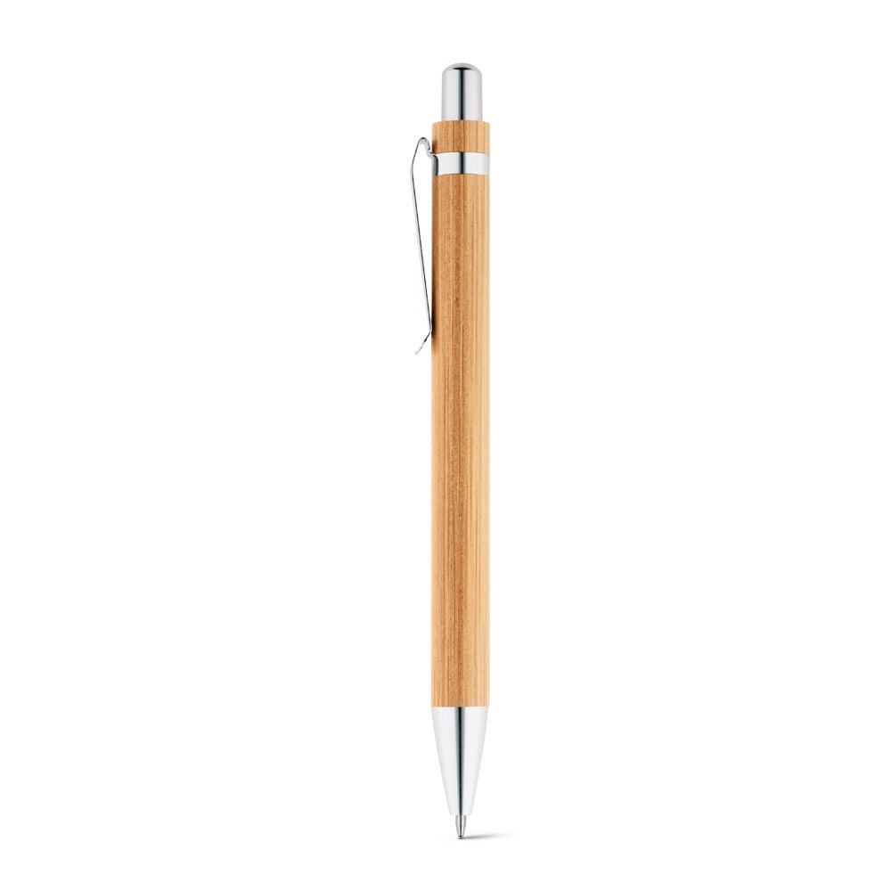 GREENY promotional writing set in natural (detail view) with custom logo branding