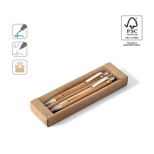 GREENY promotional writing set (complete set view) with custom logo branding