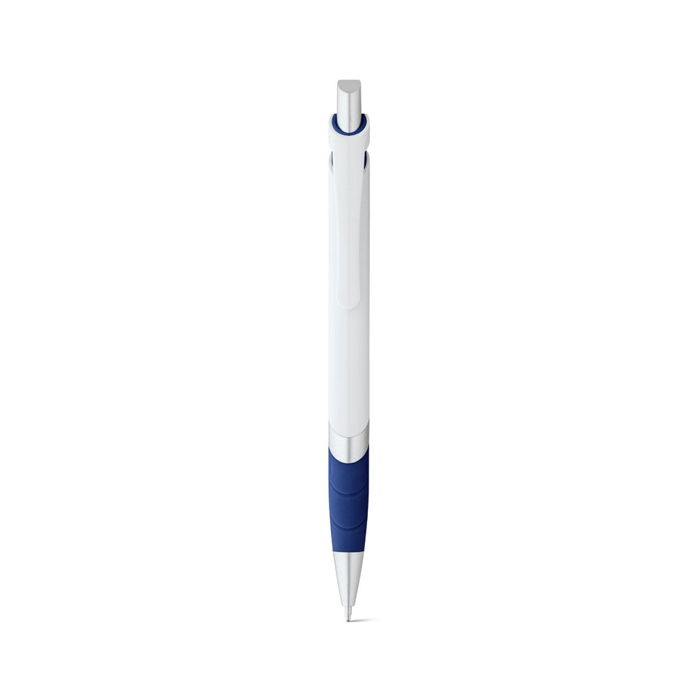 MOLLA promotional pen in blue (detail view) with custom logo branding