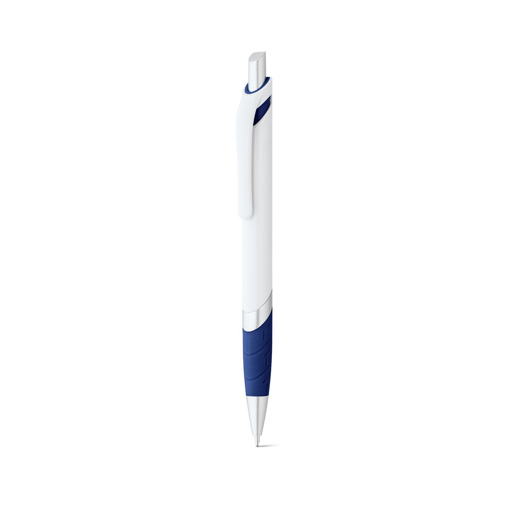 MOLLA promotional pen in blue (detail view) with custom logo branding