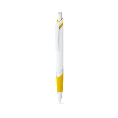 MOLLA promotional pen in yellow (detail view) with custom logo branding
