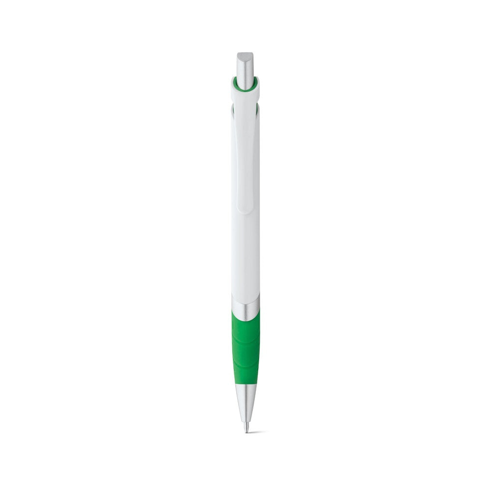 MOLLA promotional pen in green (detail view) with custom logo branding